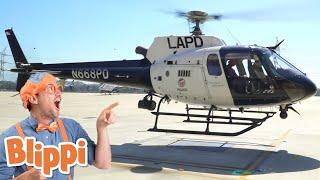 Blippi Explores a Police Helicopter | Blippi | Cars, Trucks & Vehicles Cartoon | Moonbug Kids