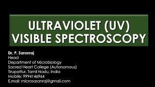 Ultraviolet - Visible (UV-Vis) Spectroscopy