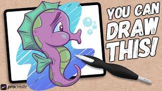 Procreate Drawing Made Easy: Let's Draw a Cartoon Seahorse!