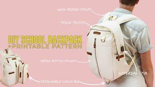 DIY School Backpack + PRINTABLE SEWING PATTERN (STEP BY STEP SEWING PROJECT)