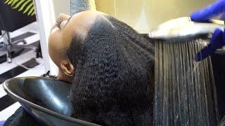 THE BEST HAIR WASHING4B Hair 🫧Silk Press Full Process🫧Monsoon 🫧3 Million Views