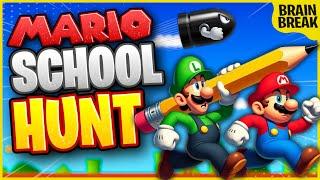 Mario School Hunt! | Back To School Brain Break | Bear Hunt | Freeze Dance | Danny Go Noodle