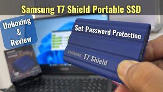 Samsung T7 Shield Portable SSD 1TB Unboxing & Review - Speed Test, Set Password Protection in Hindi