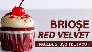 Briose Red Velvet cu insert de visine