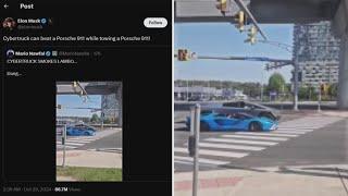 'The Cybertruck dusts the Lamborghini!' | Viral video shows two drivers apparently racing in Leesbur