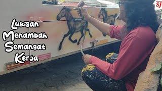 Seni Lukis Airbrush Jalanan, Melukis Kuda/Horse, Tanpa Contoh Atau Penggaris Main Semprot Aja 