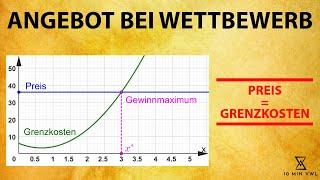 Angebot bei Wettbewerb | Gewinnmaximierung mit Kostenfunktion, vollkommene Konkurrenz + Grenzkosten