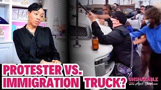 Woke Protester Blocks ICE Truck—Watch Her Crash Out!