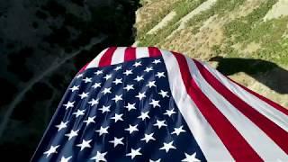 Giant American flag hanging in Pleasant Grove, Utah