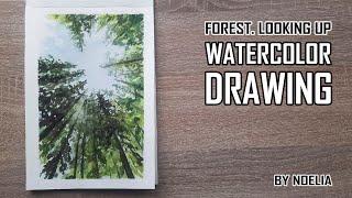 How to draw a forest, looking up / Как нарисовать лес снизу вверх