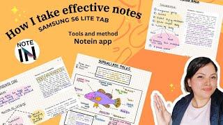 Notein App : How I take effective notes  Samsung s6 lite tab