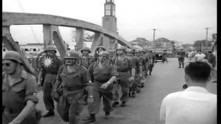 Communist troops at bridge over Haney Canal in Haiphong, Vietnam. HD Stock Footage