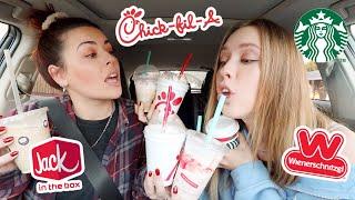 Tasting / Rating Drive Thru Holiday Drinks! | Vlogmas Day 5!