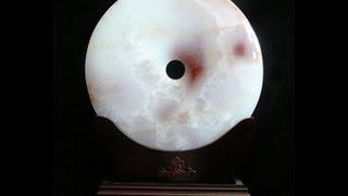 Natural Jade Stone Round Fengshui Display vs769