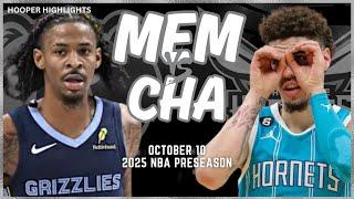 Memphis Grizzlies vs Charlotte Hornets Full Game Highlights | Oct 10 | 2024-25 NBA Preseason