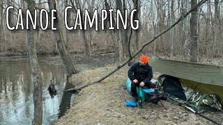 Winter Riverside Canoe Camping | Fast River | Log Jams