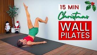 15 Min FAT BURNING Wall Pilates Workout | Christmas Theme!