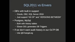 Ebean @History comparison to Hibernate Envers