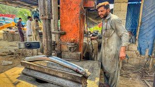 A Bent Hydraulic Cylinder Rod Repaired By Local Pakistani Mechanics | Rebuild Hydraulic Cylinder Rod
