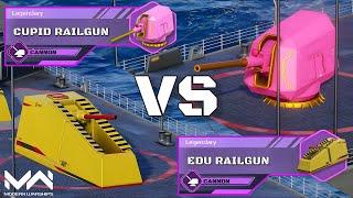 NEW! EDU Railgun (155mm) VS Cupid Railgun (155mm) | Legendary Railgun Comparison| Modern Warships