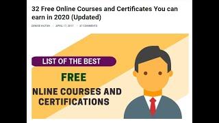 Top 32 free online courses with certificates | best free online Courses with certificate | Hindi