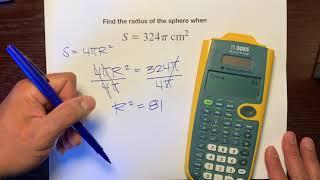 Finding the Radius of a Sphere when given the Surface Area