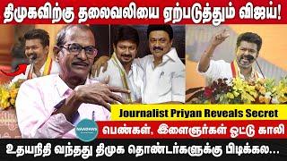 Journalist Priyan Reveals Secret | உதயநிதி வந்தது திமுக தொண்டர்களுக்கு பிடிக்கல... | Vijay | TVK