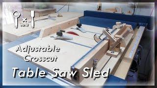 DIY Adjustable Crosscut Table Saw Sled│可調式橫切桌鋸推台  Free Plans #076