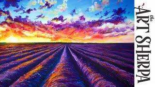 LAVENDER SUNSET LANDSCAPE Beginners Learn to paint Acrylic Tutorial Step by Step LIVE STREAMING