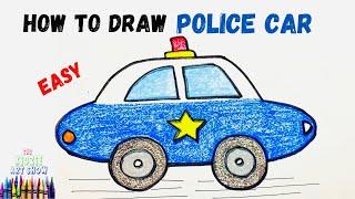 How to draw a Police Car step by step easy for kids