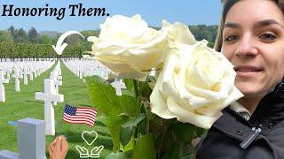 Honoring the American Fallen Soldiers with roses in France: The largest American Cemetery in Europe