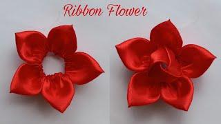 DIY: Ribbon Flower / DIY Satin Ribbon Rose flowers | How to make ribbon rose