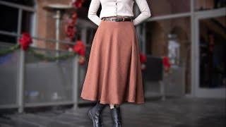 DIY Wool Winter Half Circle Skirt with Half Elastic Waistband | Step-by-Step Vintage Inspired Skirt