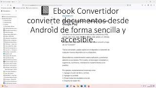  Ebook Convertidor convierte documentos desde Android de forma sencilla y accesible.