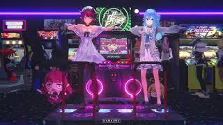 IRyS and Suisei playing Carbonated Love in DDR