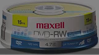 Maxell 635117 DVD-Rw Discs, 4.7Gb, 2X, Spindle, Gold, 15/Pack