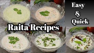 5 Easy & Quick Raita Recipes/Raita Recipe/मिनटों में तैयार 5 तरह का रायता/Indian Style Yogurt Recipe