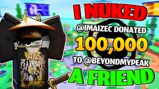 I GAVE MY FRIEND 100.000 ROBUX IN PLS DONATE | ROBLOX