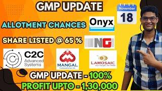 Onyx Biotec IPO - Allotment Chances | C2C Advanced Systems IPO GMP | Lamosaic India IPO GMP | ShareX