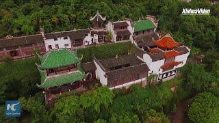 Amazing aerial view of Zhang Fei Temple in Chongqing, China