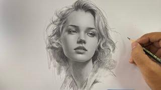 Step by step to Drawing Realistic Portrait with Graphite Pencil