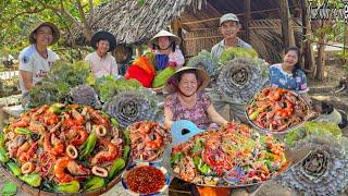 Bún Gạo Ngũ Sắc Xào Hải Sản | Thu Hoạch Cải Ngũ Sắc Trồng Trong Vườn Quê || Five-color rice noodles