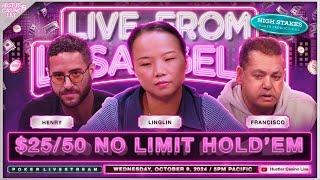 Linglin, Henry & Francisco Play $25/50 No Limit Hold'em - Commentary by David Tuchman