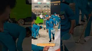 Masjid al Haram worker Cleaning floor KAABA Makkah #viral #youtubeshorts #mecca