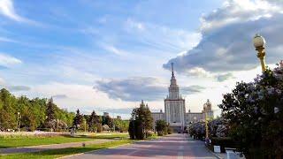 ⁴ᴷ⁶⁰ Cycling Moscow: from Universitet Metro Station to Moscow State University & Sparrow Hills