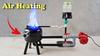 WOW ! Waste Oil Burner to generate  Air Heating | Waste Oil Stove Homemade to replace gas