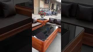 Bộ Sofa chân pháo tay cánh gà gỗ hương đá hàng dày