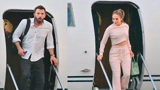 Jlo looked stunning in a pink cropped top as she stepped out of a private jet with Ben Affleck