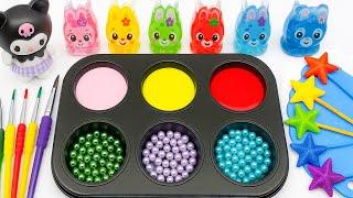 Satisfying Video | DIY How To Make Rainbow Eggs Glitter Slime Form Hearts Candy Mixing Color ASMR