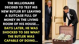 THE MILLIONAIRE DECIDED TO TEST HIS NEW BUTLER BY LEAVING A SUITCASE FULL OF MONEY IN THE LIVING...